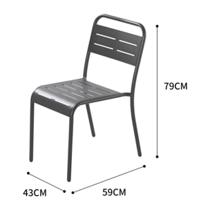 Ensemble table + chaises gris foncé 4 places  - EVORA