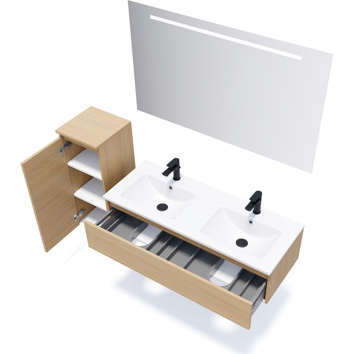 Ensemble double vasque 1 tiroir + miroir - HUDSON
