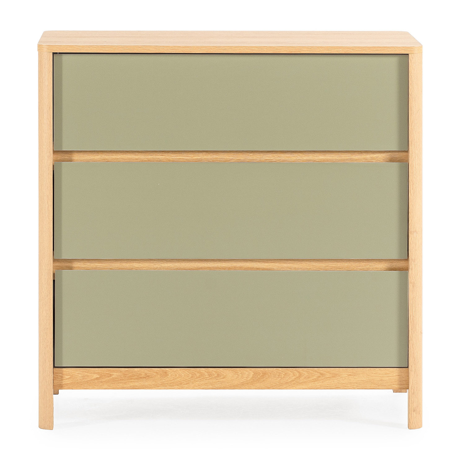 Cómoda de noche Nassau 3 cajones efecto Roble/Verde