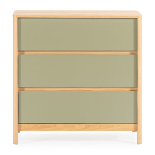 Cómoda de noche Nassau 3 cajones efecto Roble/Verde