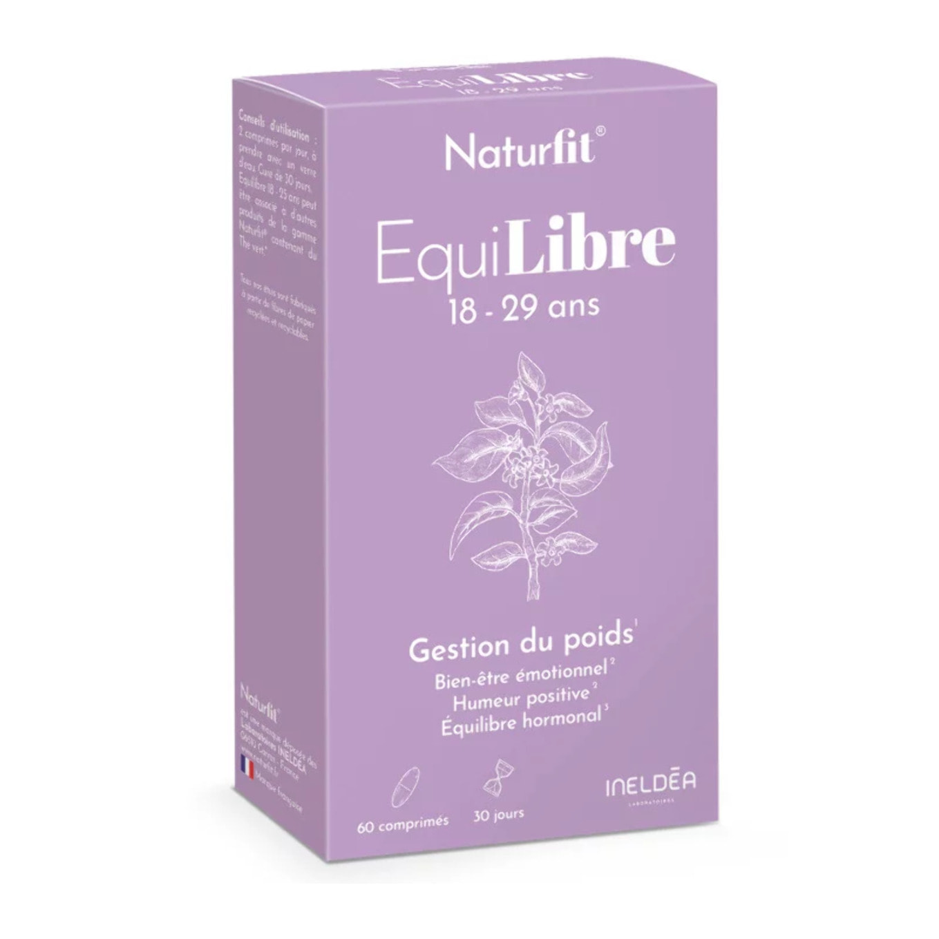 NATURFIT® EquiLibre 18-29 ans - Aide à réguler le métabolisme & améliorer l'humeur - Soutien la gestion du poids & réduit les fringales - Sans gluten ni allergène - Cure 30j - 60 comprimés