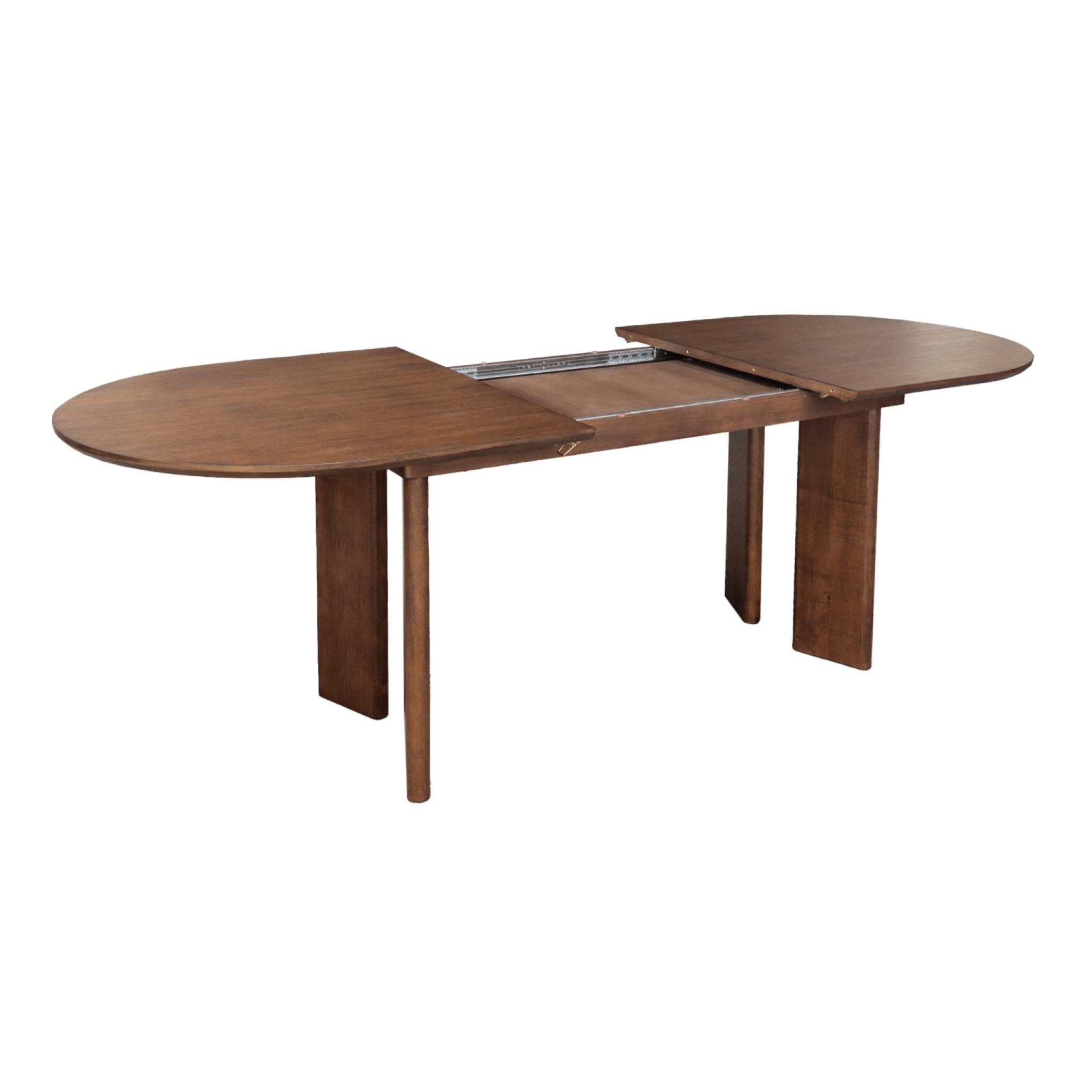 Table à manger oblongue extensible bois d'hévéa et placage chêne noyer 6-8 places 170-210cm - Albane