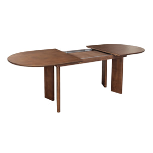 Table à manger oblongue extensible bois d'hévéa et placage chêne noyer 6-8 places 170-210cm - Albane
