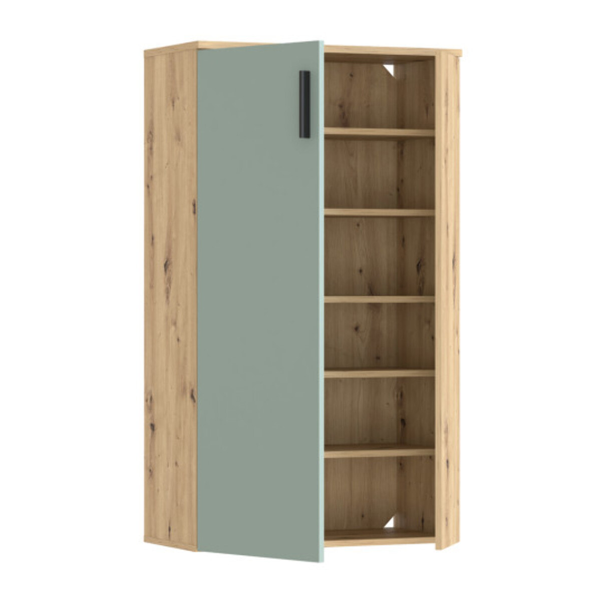 Armoire Meuble à Chaussures bois de chêne rustique et vert sauge – SHOES