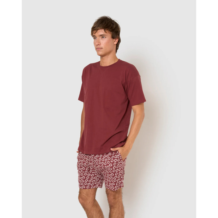 Pijama corto algodón khaul burdeos