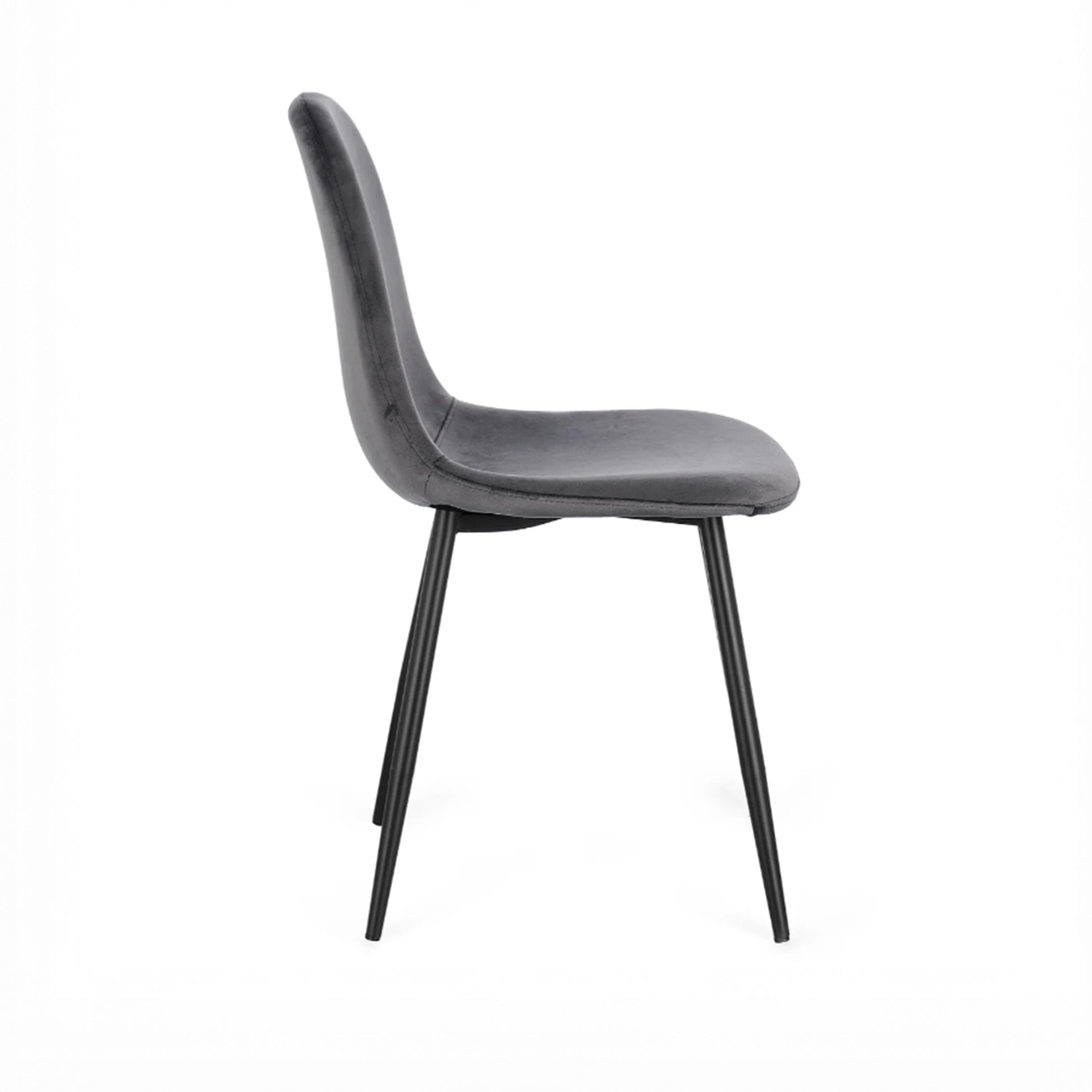 Set di 4 sedie SALAMANCA in tessuto effetto velluto grigio e gambe nere