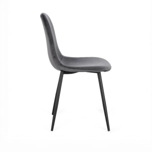 Set di 4 sedie SALAMANCA in tessuto effetto velluto grigio e gambe nere