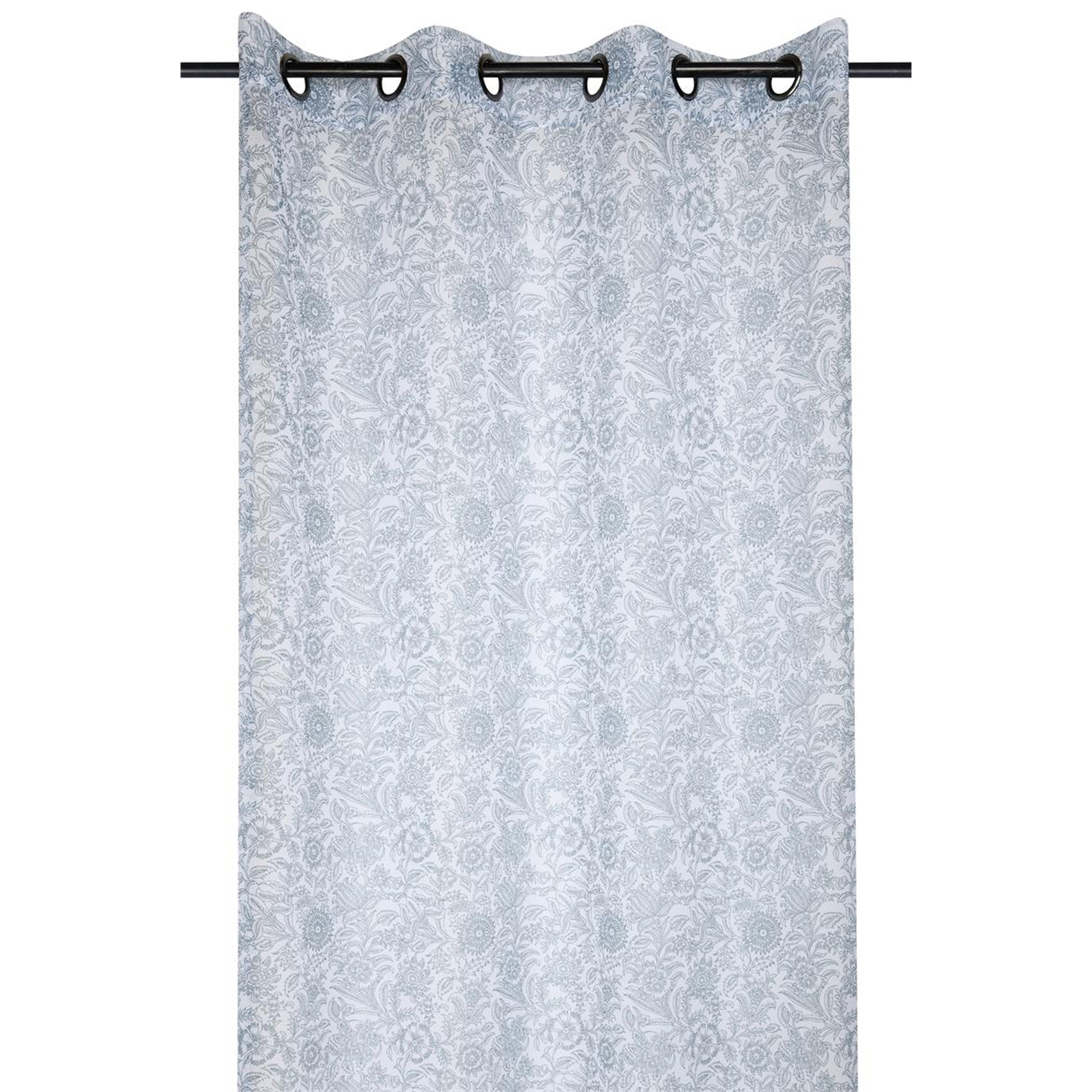 Voilage tamisant au style fleuri - Bleu azur