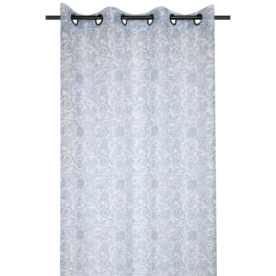 Voilage tamisant au style fleuri - Bleu azur