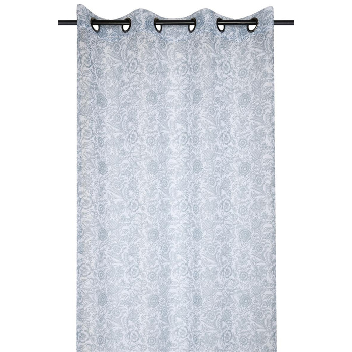 Voilage tamisant au style fleuri - Bleu azur