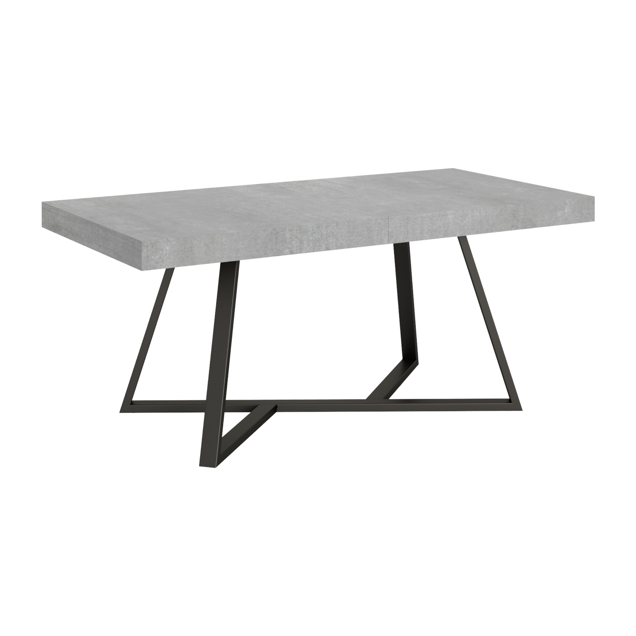 Table extensible 90x200/460 cm Booster gris béton pieds anthracite