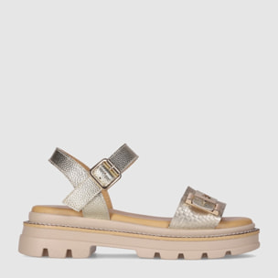 Sandalias de Piel - Platino - Tacón: 3 cm