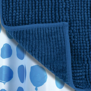 Lot d'un rideau de douche Watercolor MSV et d'un tapis chenille bleu foncé