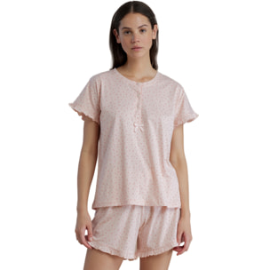 Pigiama donna in cotone con top manica corta e pantalone corto articolo little flower Noidinotte