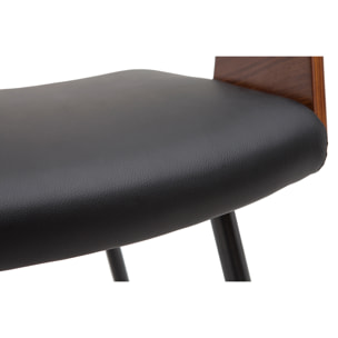 Chaises design bois foncé noyer, assises et métal noirs (lot de 2) RIFF