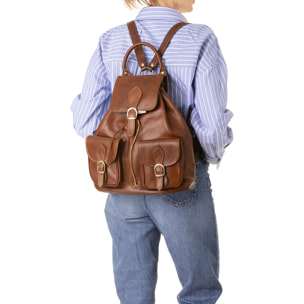 Zaino  unisex In Vera pelle Made in Italy 31x35x13 cm