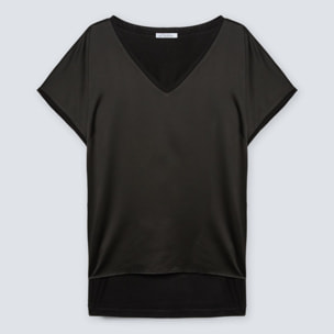 Fiorella Rubino - T-shirt in due tessuti - Nero