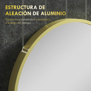 Espejo de Baño Ovalado 40x70 cm con Marco de Aluminio Espejo de Pared Decorativo Horizontal o Vertical para Salón Entrada Pasillo Dorado