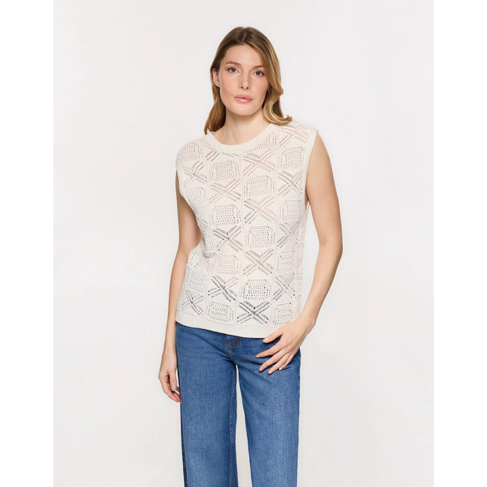 Camiseta de Punto Calado Blanco - Grapi