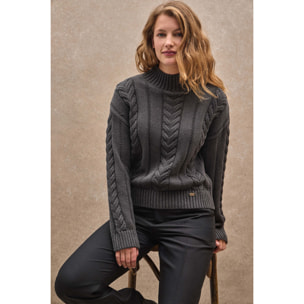 Maglione grigio scuro vigorè Serena a maglia grossa