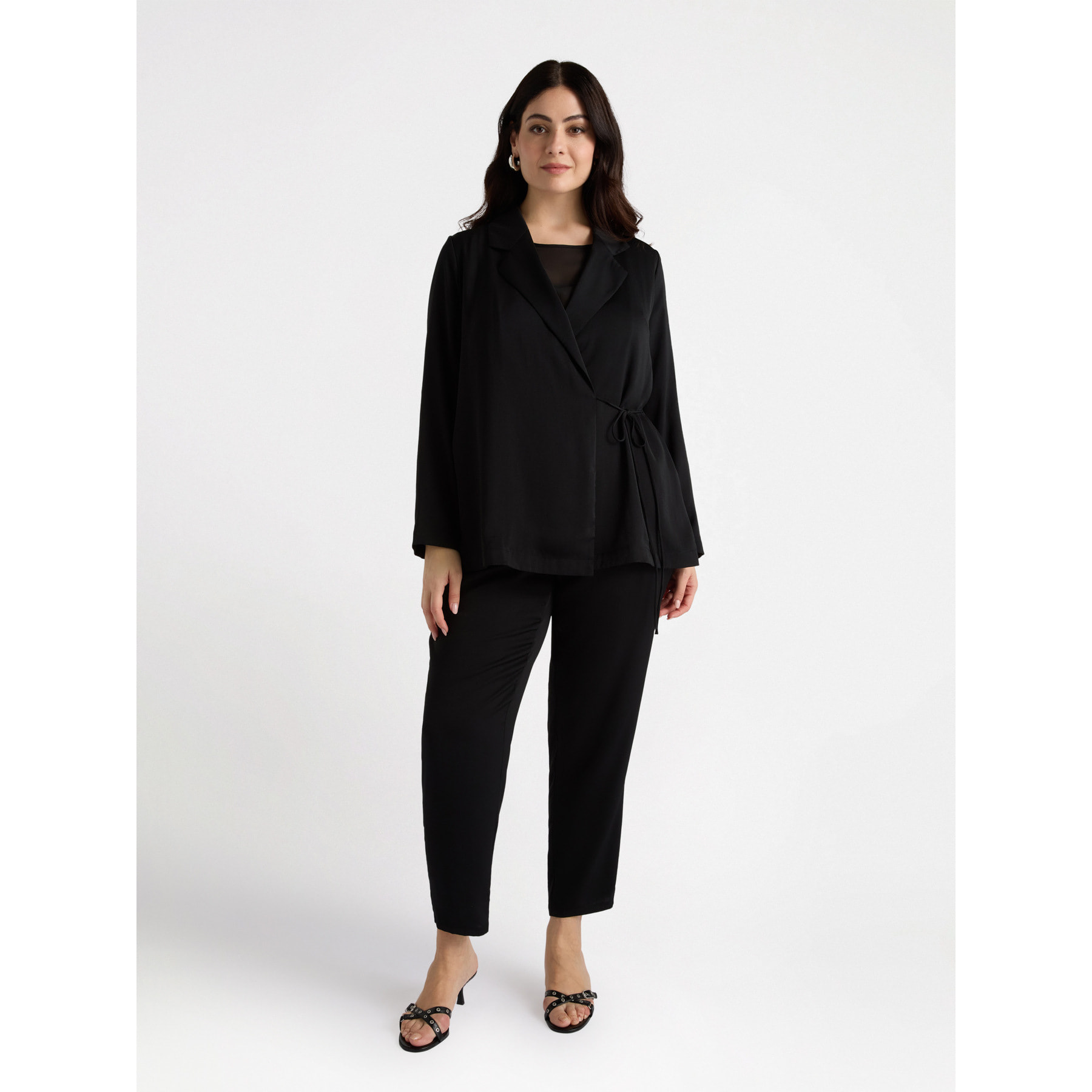 Fiorella Rubino - Blazer ligera de raso - Negro