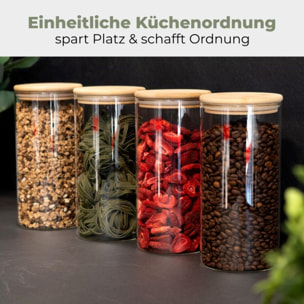 Set 4 bocaux en verre et couvercle en bois de haute qualité Classbach C-VD4026