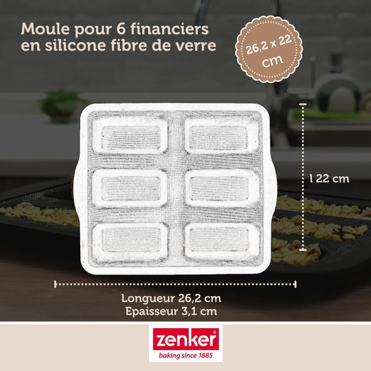 Moule 6 financiers 26 x 22 cm Zenker Silicone fibre de verre