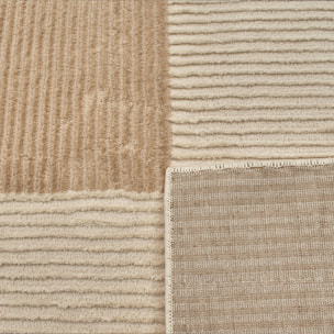 BIANCA - Tapis motif carreaux en relief crème et beige