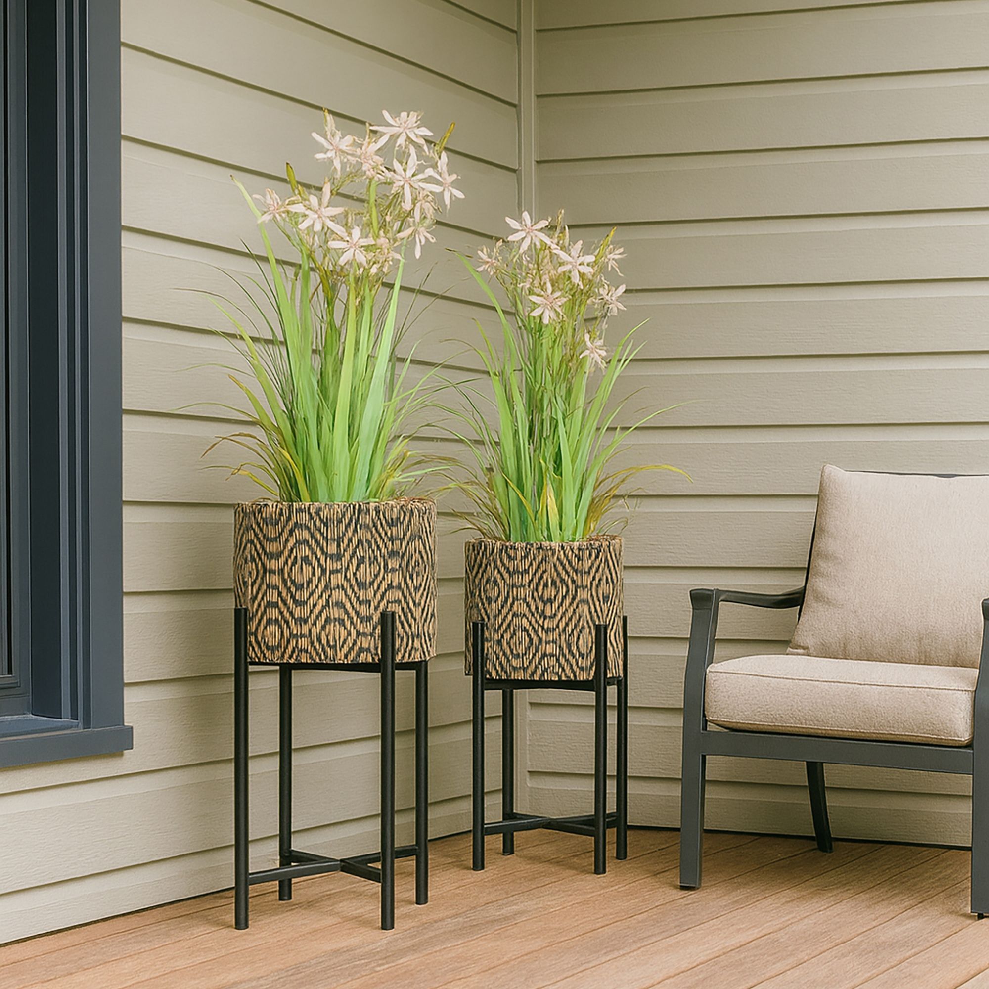 Cache pot sur pieds noirs 29 x h52cm YORI