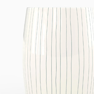 Table d'appoint ronde en métal blanc rayé D26 cm - Nello