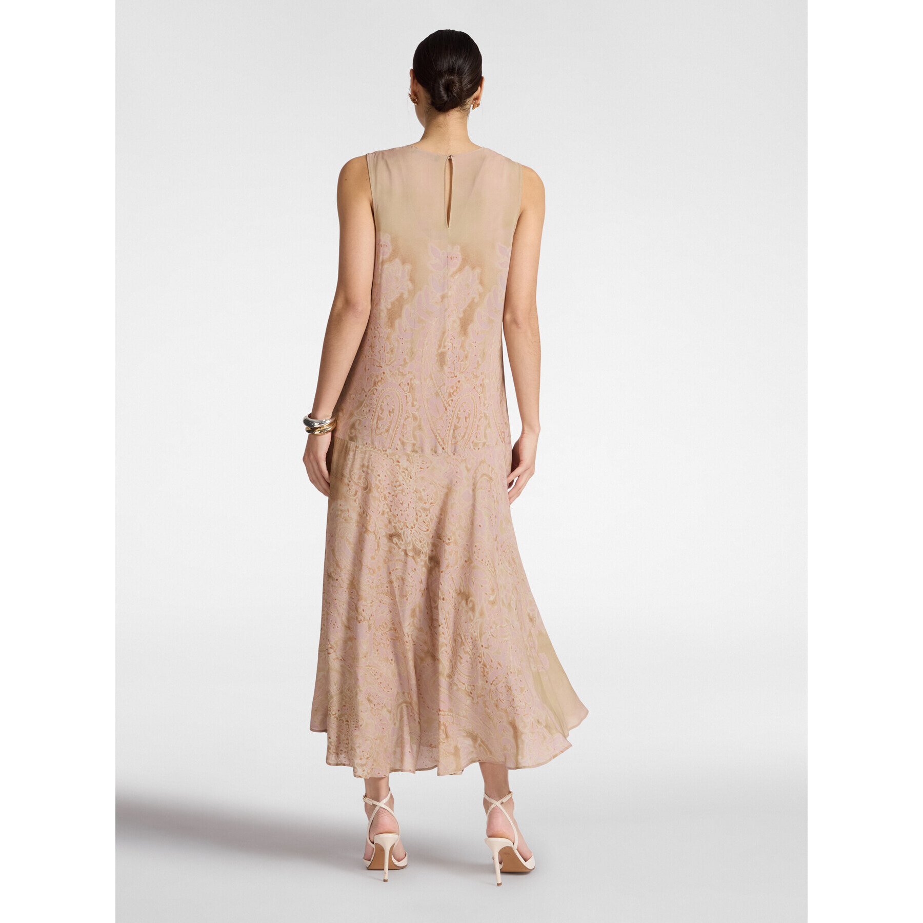 Elena Mirò - Vestido largo con estampado de encaje - Beige