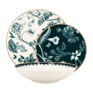 Lot de 6 assiettes creuses en porcelaine blanche 21cm BOTANIC