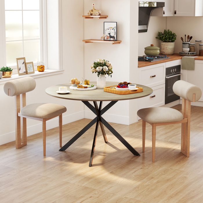 Mesa de Comedor Redonda para 4 Personas Mesa de Cocina Industrial con Estructura de Acero Ø120x75 cm Marrón Oscuro