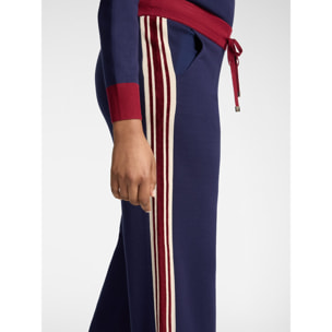 Elena Mirò - Pantalones cropped de punto con bordes a rayas - Azul