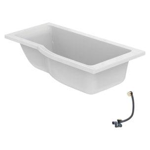 Baignoire bain douche 150 x 80 cm droite Connect Air + vidage Doré