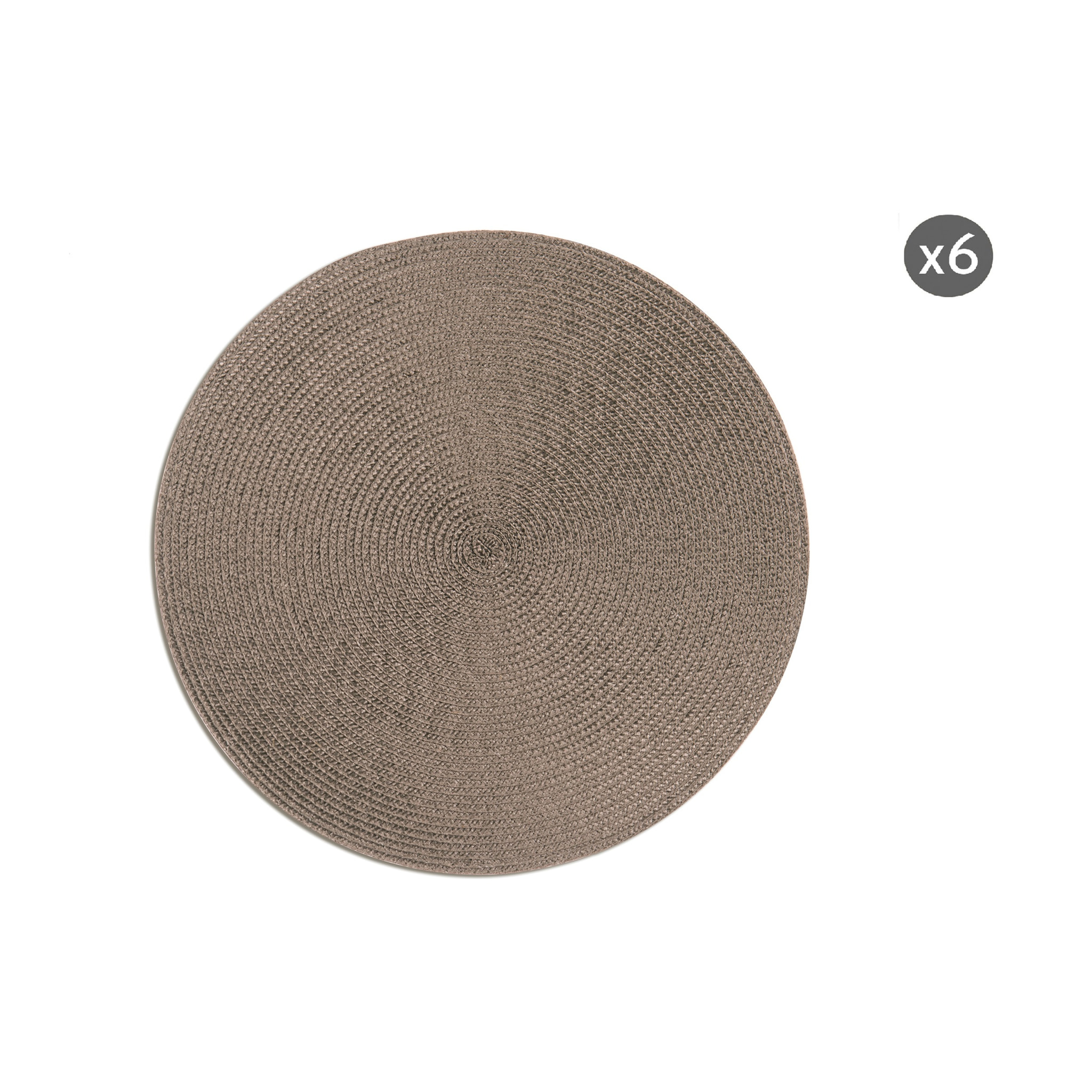 Set de 6 sets de table ronds Excelsa – Round, Polypropylène Gris