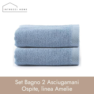 INTRECCI HOME Set Bagno 2 Asciugamani Ospite, in Puro Cotone 500 g,Morbidezza Extra, Assorbenza Superiore, Elegante e Durevole
