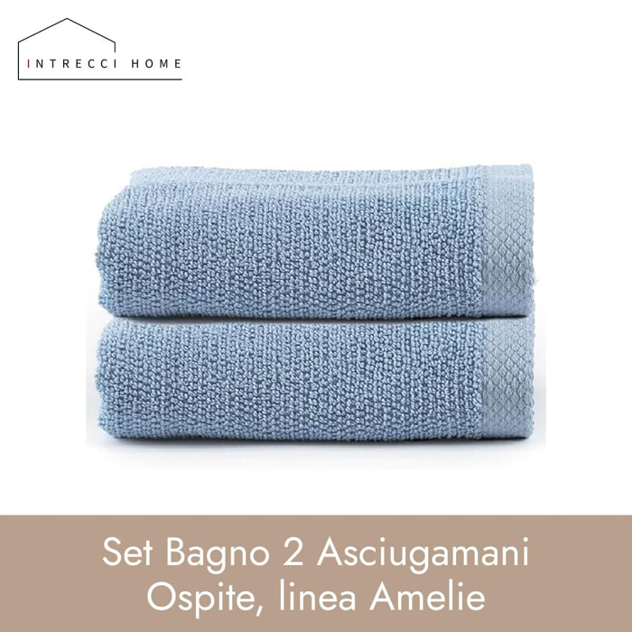INTRECCI HOME Set Bagno 2 Asciugamani Ospite, in Puro Cotone 500 g,Morbidezza Extra, Assorbenza Superiore, Elegante e Durevole