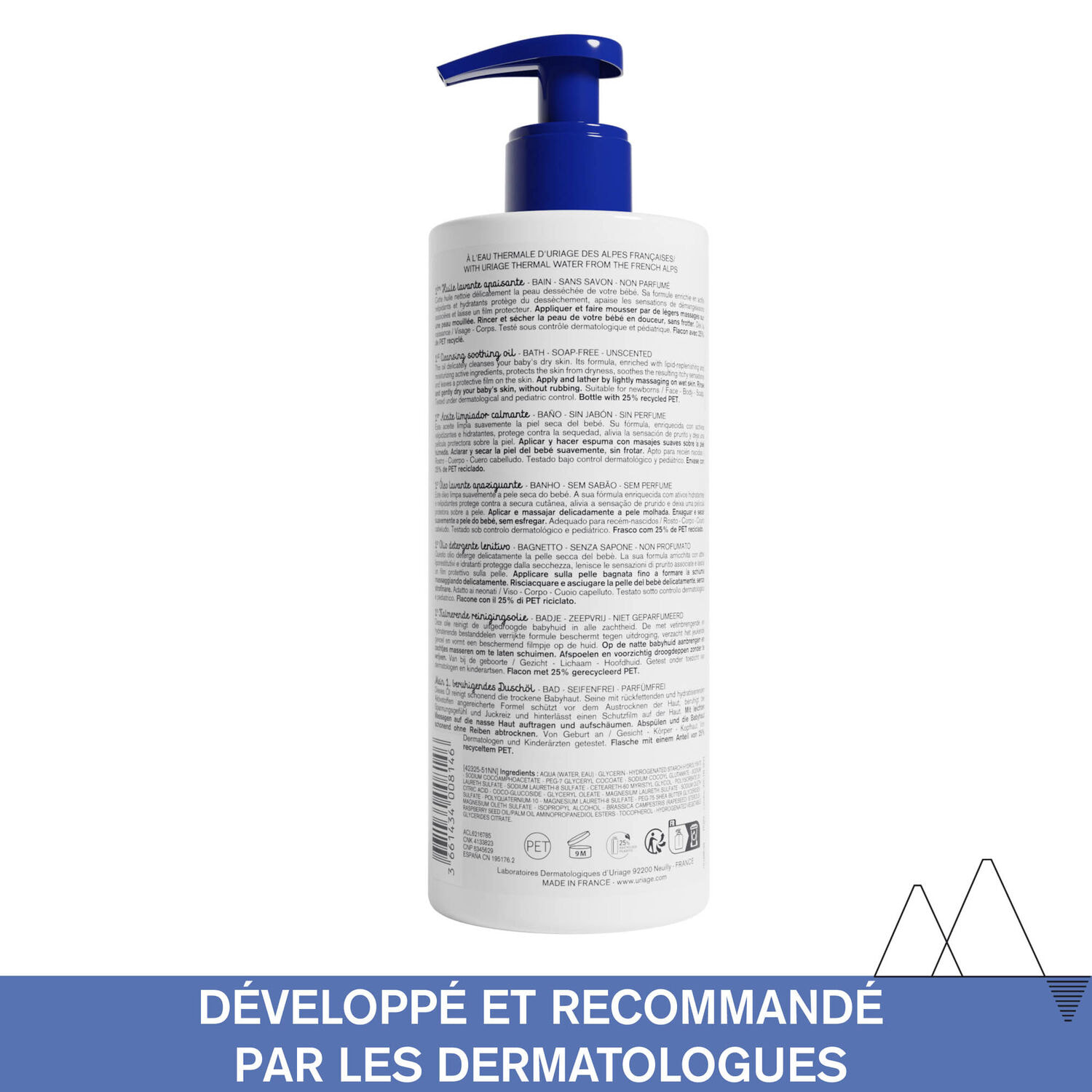 Bébé - 1ère Huile Lavante Apaisante - Nettoie, Relipide & Protège 500 ml