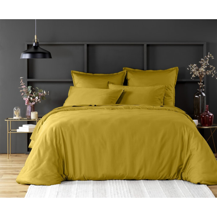 Housse De Couette 100% Satin de Coton lavé 105 Fils Bronze
