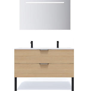Ensemble double vasque 2 tiroirs + miroir - VENICE