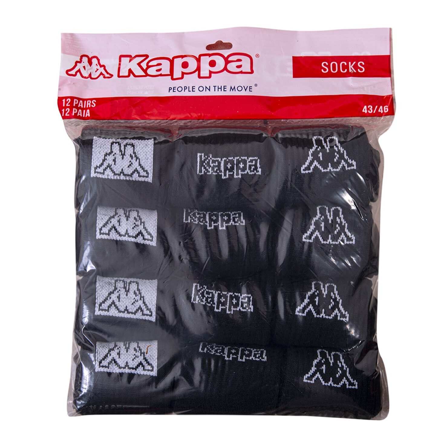Set 12 pares calcetines Kappa deportivos tennis color negro para hombre