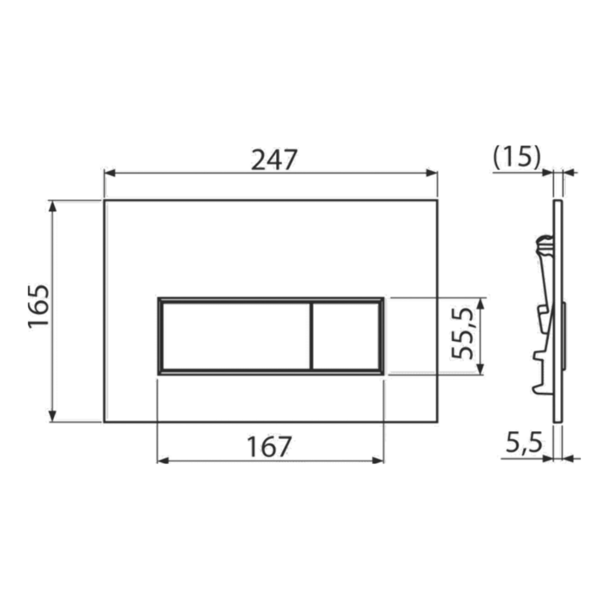Plaque de commande double touche en acier inoxydable, traitement PVD, or mat (SATATG-M)