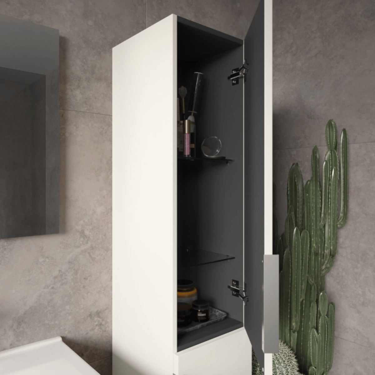 Meuble double vasque 120 cm BURGBAD Olena blanc brillant + colonne