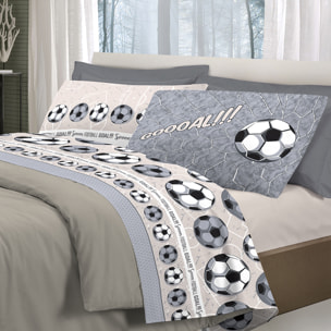 Completo letto calcio grigio 100% cotone