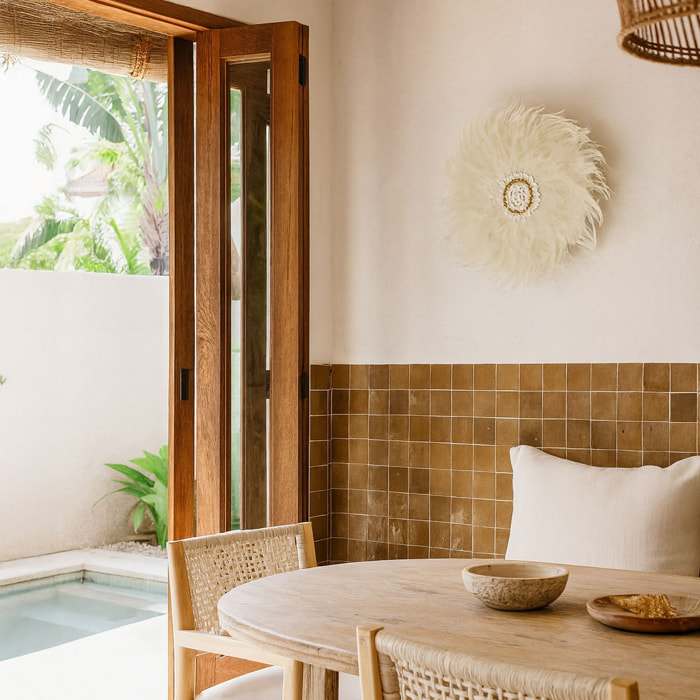 Décoration en plumes jujuhat naturelles et coquillages 40cm KAPAU