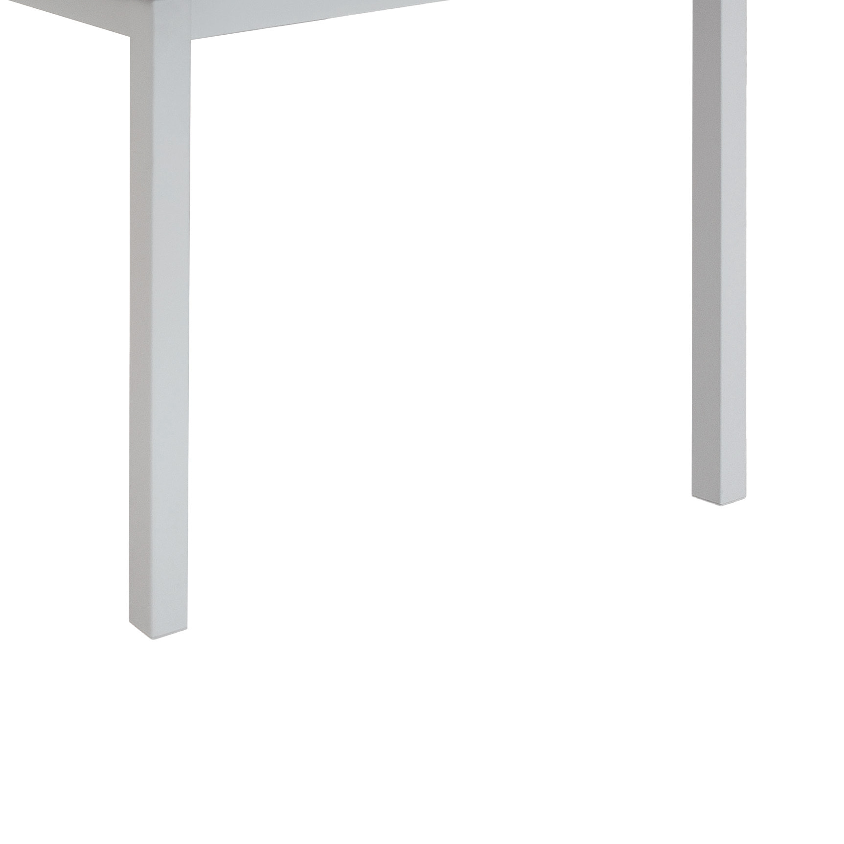 Tavolo RAVENNA in legno finitura rovere rustico e struttura in metallo bianco 80x80 cm