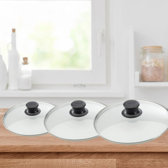 Set de 3 couvercles de cuisson en verre Elo