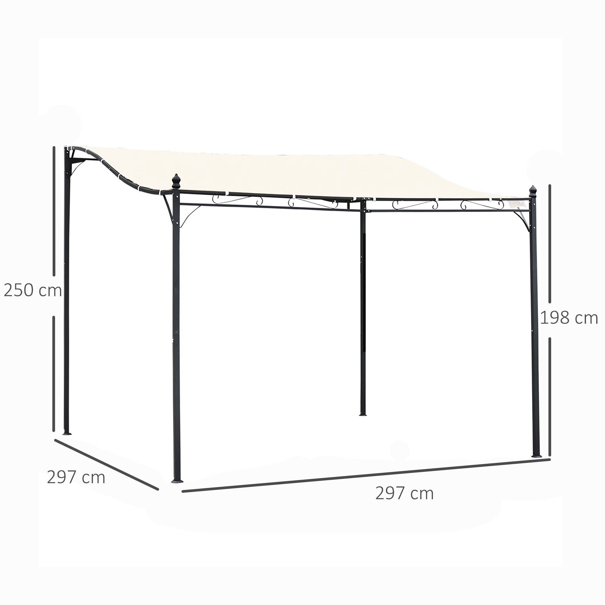 Pérgola Gazebo de Acero y Poliéster 3 x 3 x 2.5cm Crema