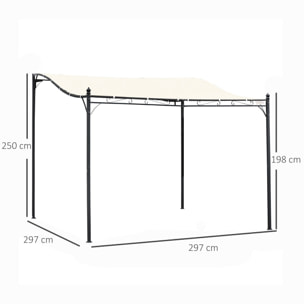 Pérgola Gazebo de Acero y Poliéster 3 x 3 x 2.5cm Crema